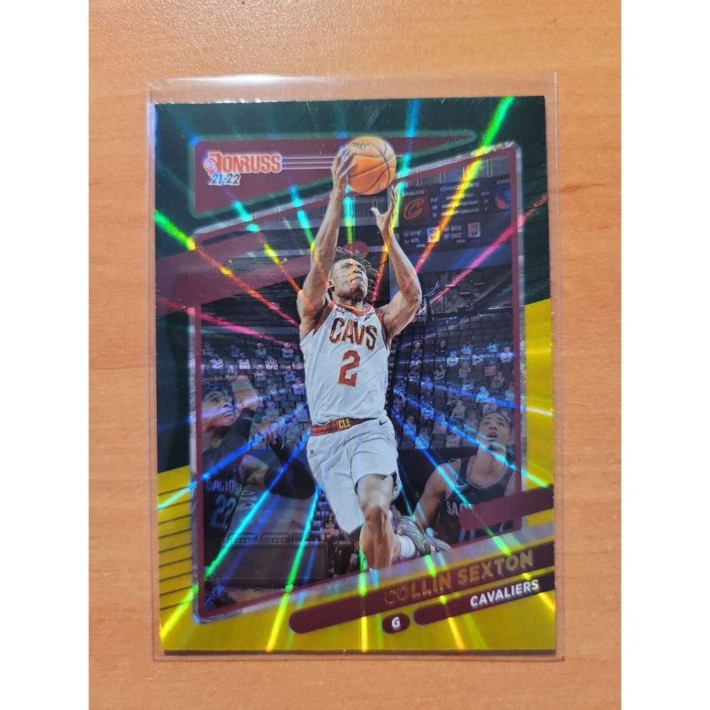 2021-22 Panini Donruss #124 Collin Sexton - Green/Yellow Laser - Cavaliers - NBA